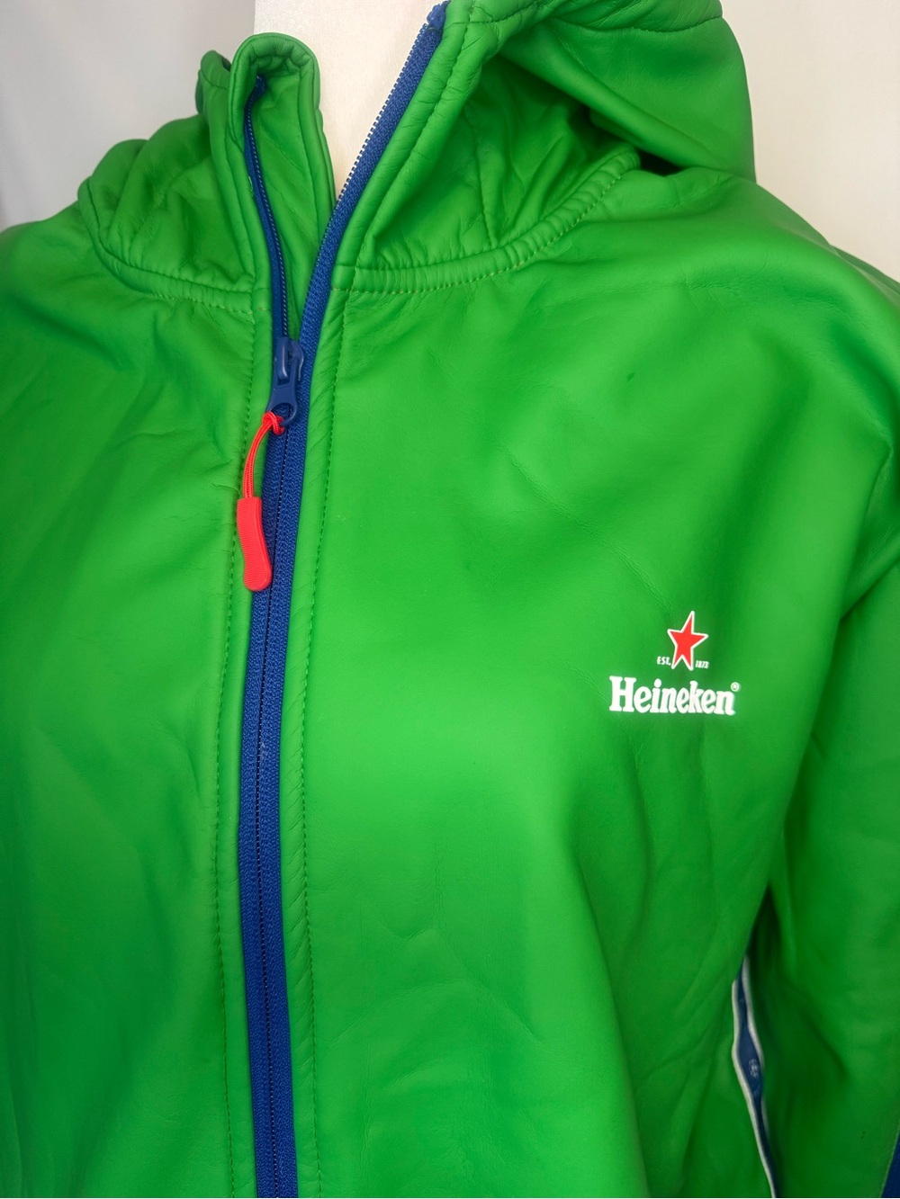 Heineken UEFA Champion Logo Green Hooded Jacket with Blue Trim